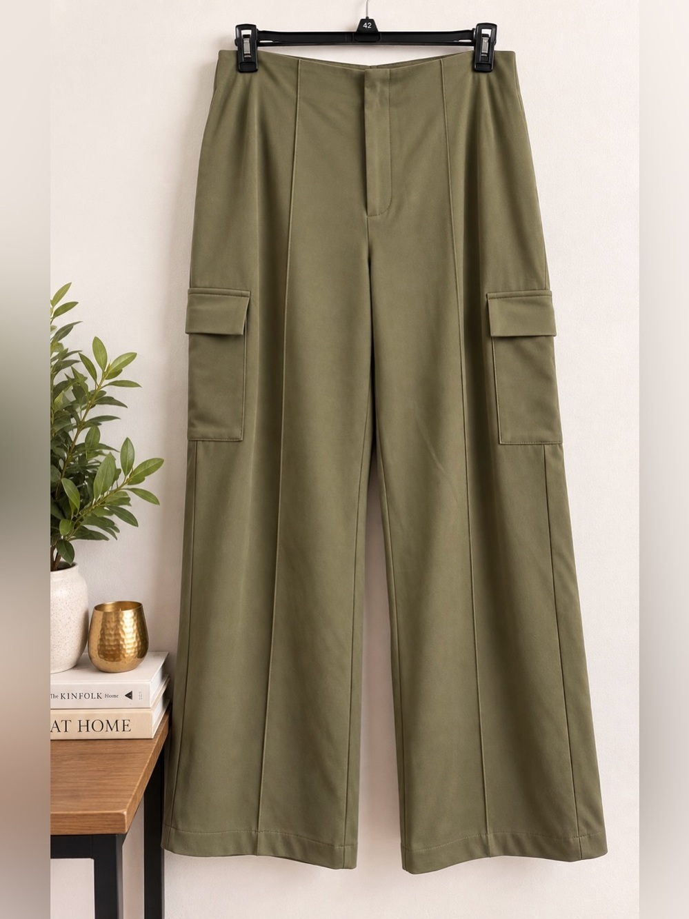 NWT Veiled Rumer Wide Leg Cargo Pants Olive Utility High Rise XL